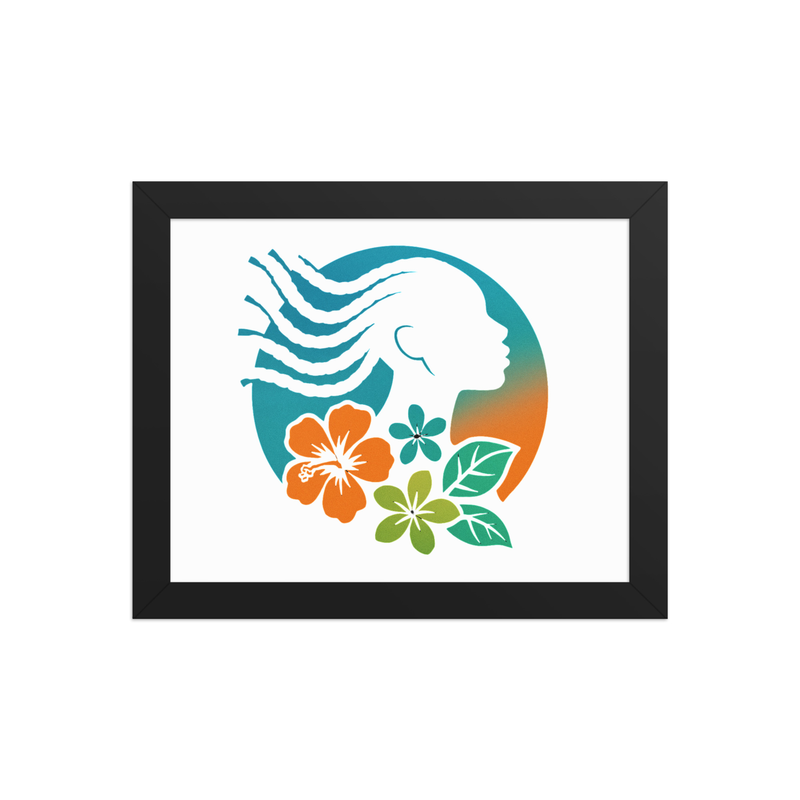 Framed poster Tropical Silhouette with Dynamic Braids & Flowers-Original