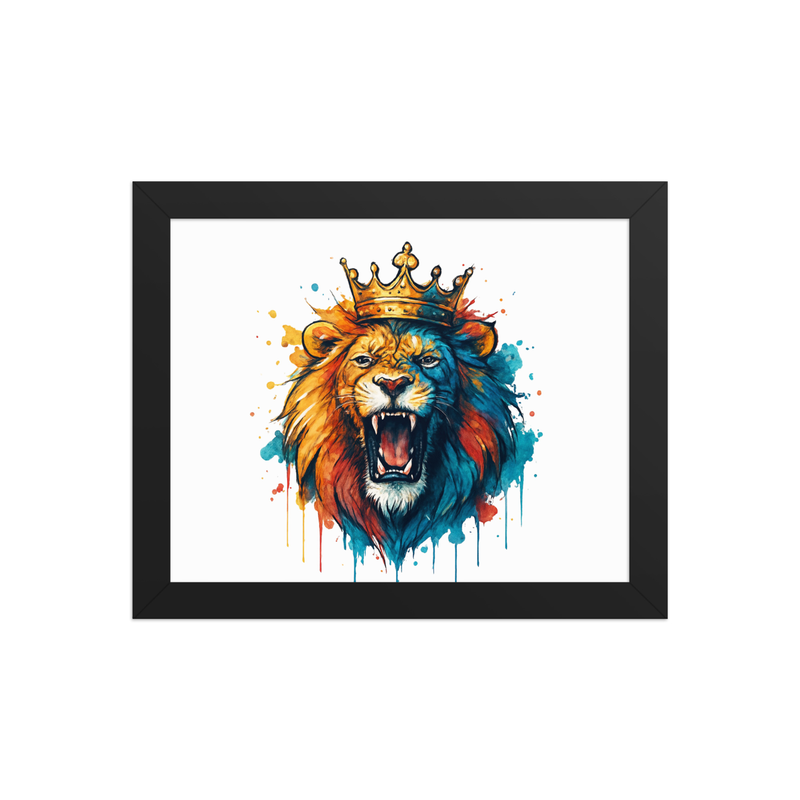 Framed poster Roaring Royal Lion Watercolor Splash-Original