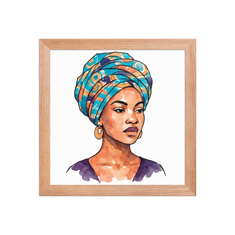 Framed poster Regal Woman in Turquoise & Coral Wax Turban-Original - Image 5