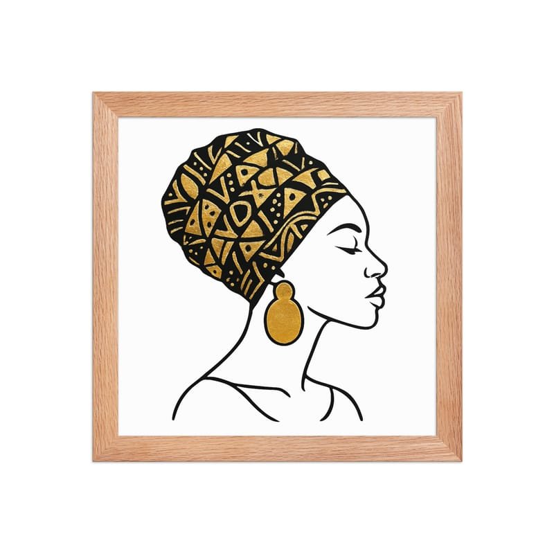Framed poster Elegant Afro Profile with Gold-Patterned Headwrap-Original - Image 5