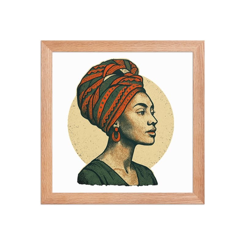 Framed poster Poised Lady in Vibrant African Wax Turban-Original - Image 5