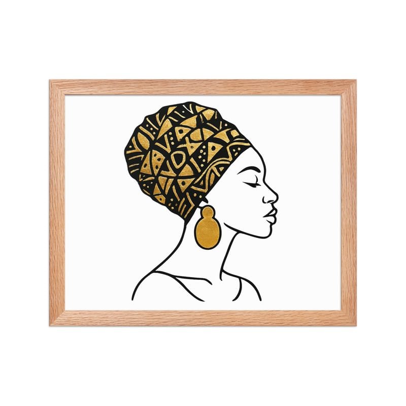 Framed poster Elegant Afro Profile with Gold-Patterned Headwrap-Original - Image 8
