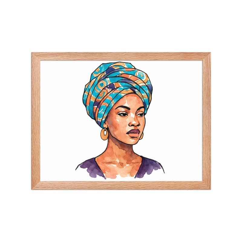 Framed poster Regal Woman in Turquoise & Coral Wax Turban-Original - Image 14