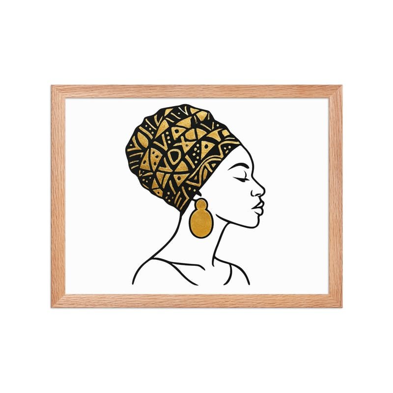 Framed poster Elegant Afro Profile with Gold-Patterned Headwrap-Original - Image 14