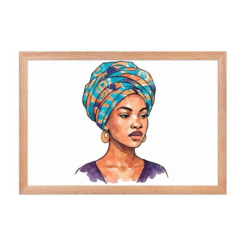 Framed poster Regal Woman in Turquoise & Coral Wax Turban-Original - Image 17