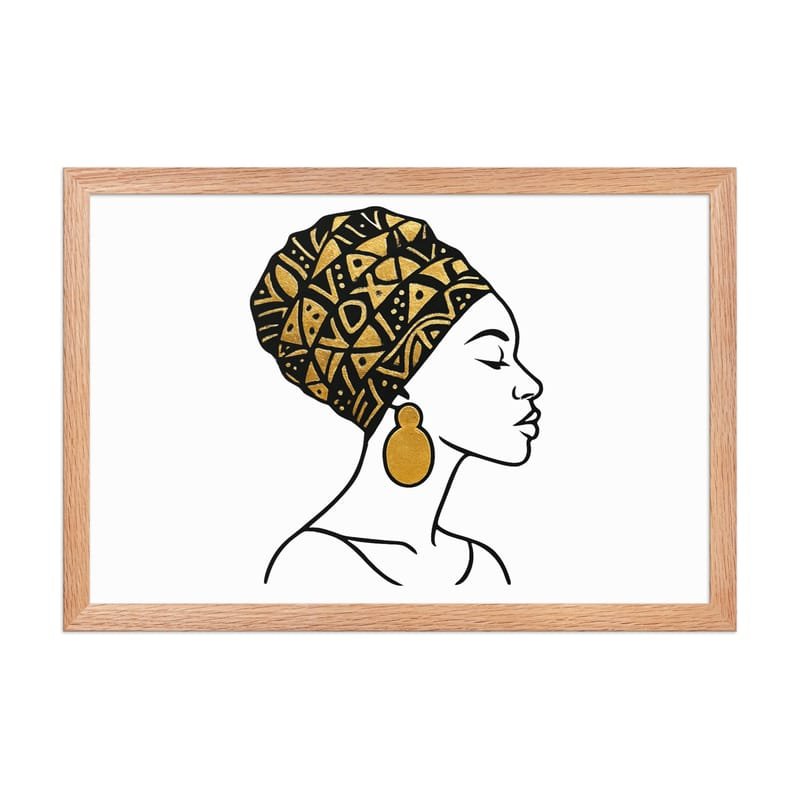 Framed poster Elegant Afro Profile with Gold-Patterned Headwrap-Original - Image 17