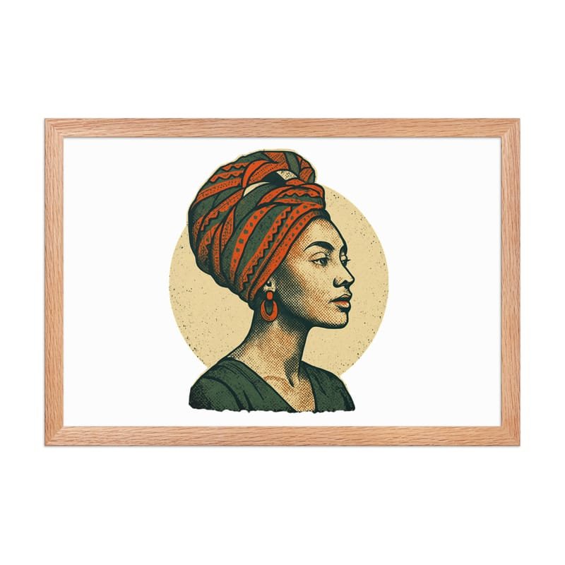 Framed poster Poised Lady in Vibrant African Wax Turban-Original - Image 17