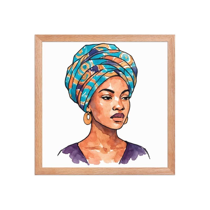 Framed poster Regal Woman in Turquoise & Coral Wax Turban-Original - Image 20