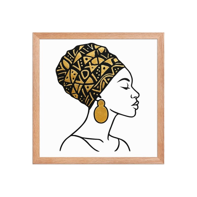 Framed poster Elegant Afro Profile with Gold-Patterned Headwrap-Original - Image 20