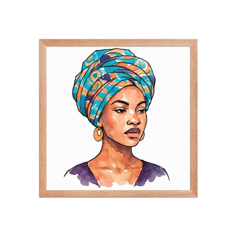 Framed poster Regal Woman in Turquoise & Coral Wax Turban-Original - Image 23