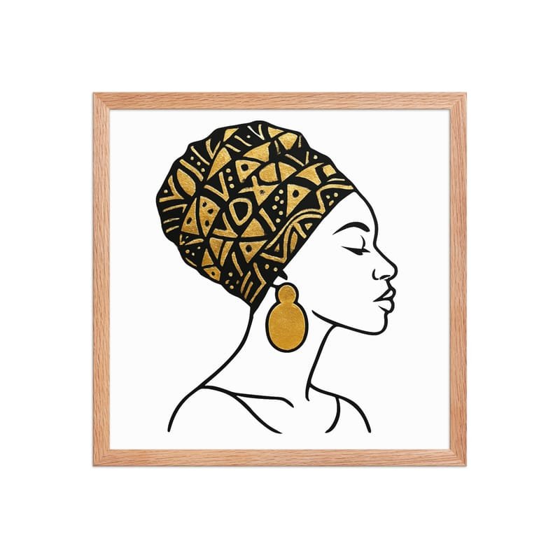 Framed poster Elegant Afro Profile with Gold-Patterned Headwrap-Original - Image 23