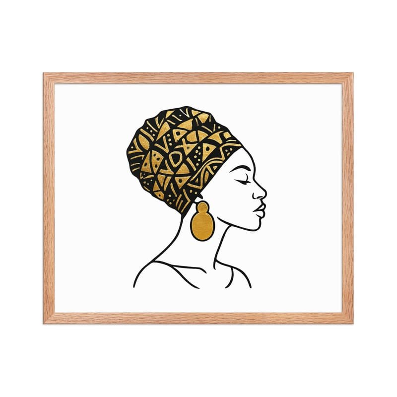 Framed poster Elegant Afro Profile with Gold-Patterned Headwrap-Original - Image 26