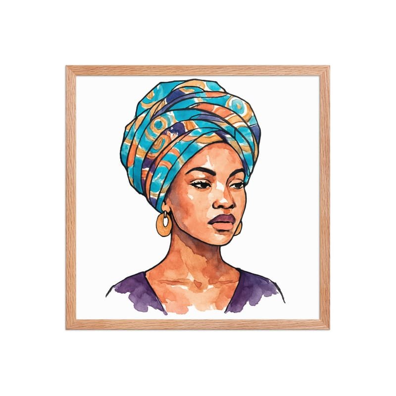 Framed poster Regal Woman in Turquoise & Coral Wax Turban-Original - Image 29