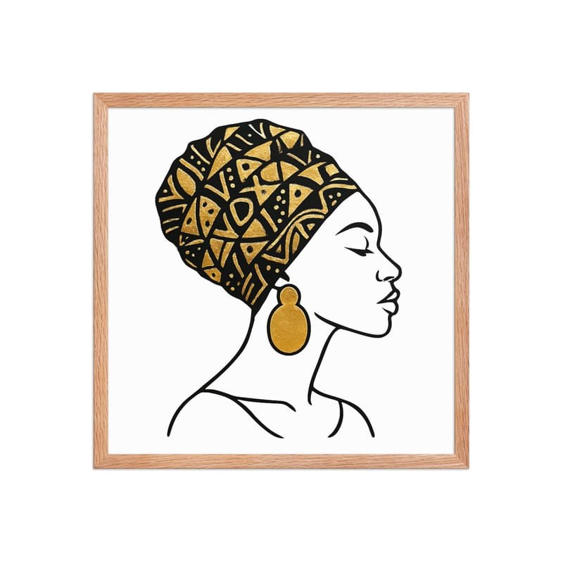 Framed poster Elegant Afro Profile with Gold-Patterned Headwrap-Original - Image 29
