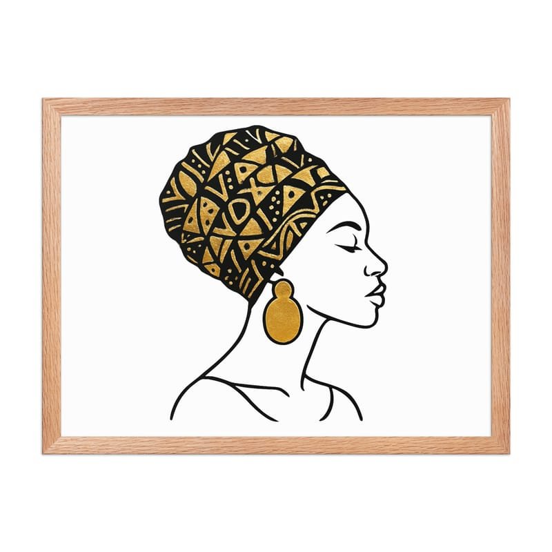 Framed poster Elegant Afro Profile with Gold-Patterned Headwrap-Original - Image 32