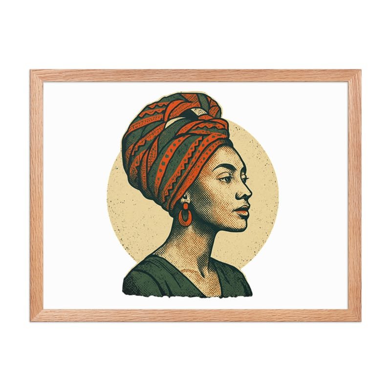 Framed poster Poised Lady in Vibrant African Wax Turban-Original - Image 32