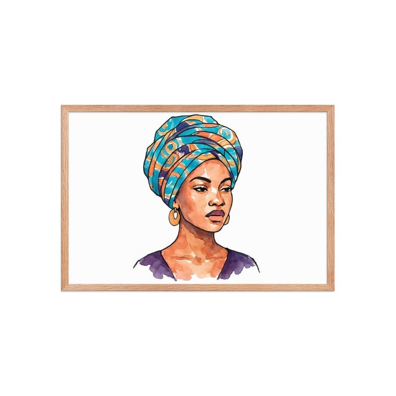 Framed poster Regal Woman in Turquoise & Coral Wax Turban-Original - Image 35