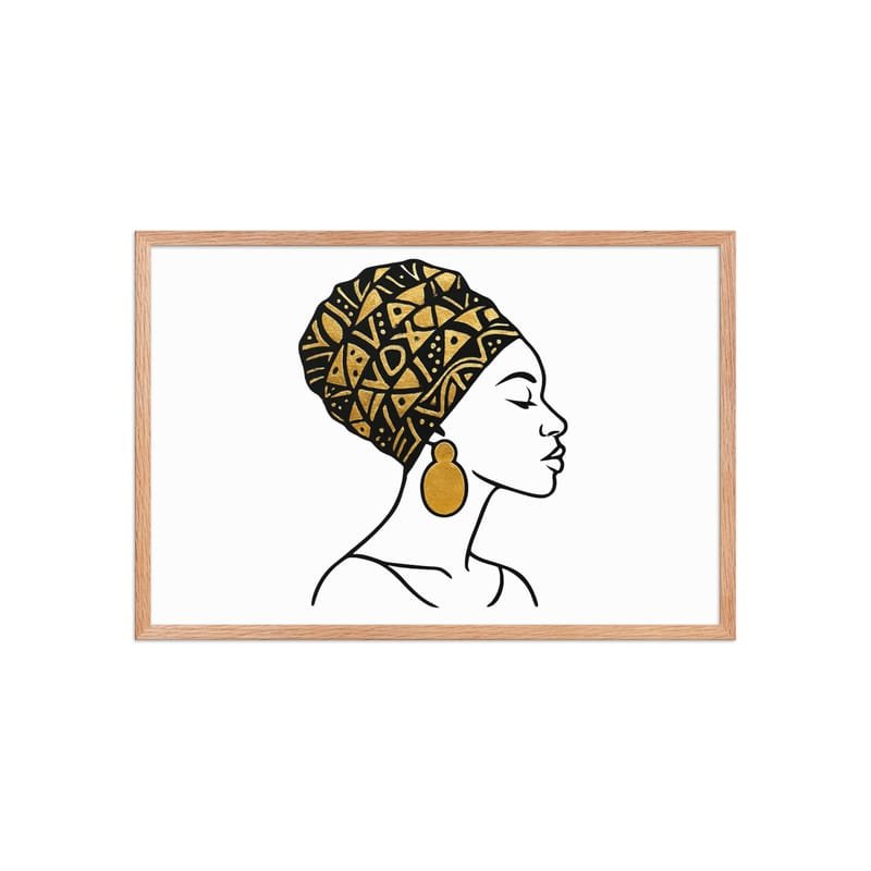 Framed poster Elegant Afro Profile with Gold-Patterned Headwrap-Original - Image 35
