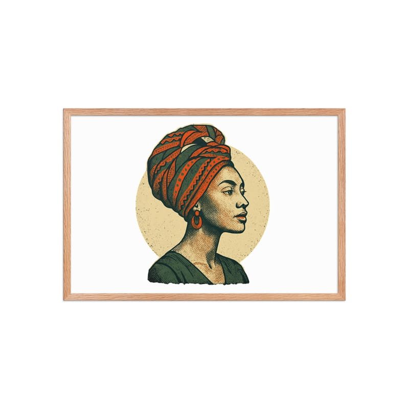 Framed poster Poised Lady in Vibrant African Wax Turban-Original - Image 35