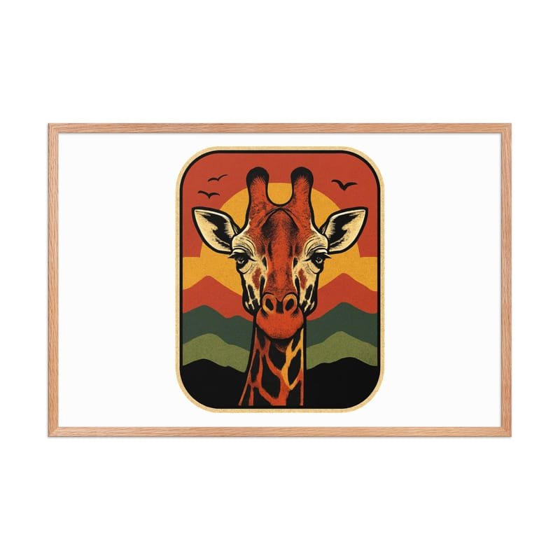 Framed poster Retro Sunset Giraffe Postcard Portrait-Original - Image 38