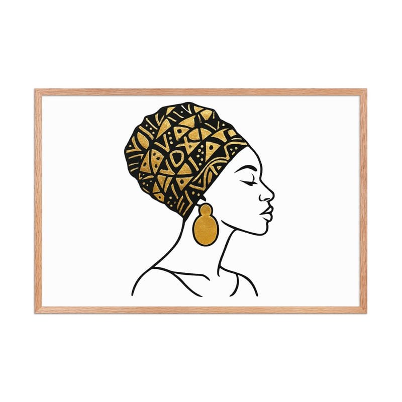 Framed poster Elegant Afro Profile with Gold-Patterned Headwrap-Original - Image 38