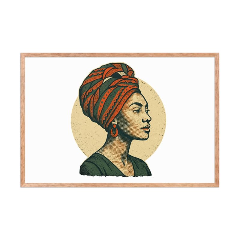 Framed poster Poised Lady in Vibrant African Wax Turban-Original - Image 38