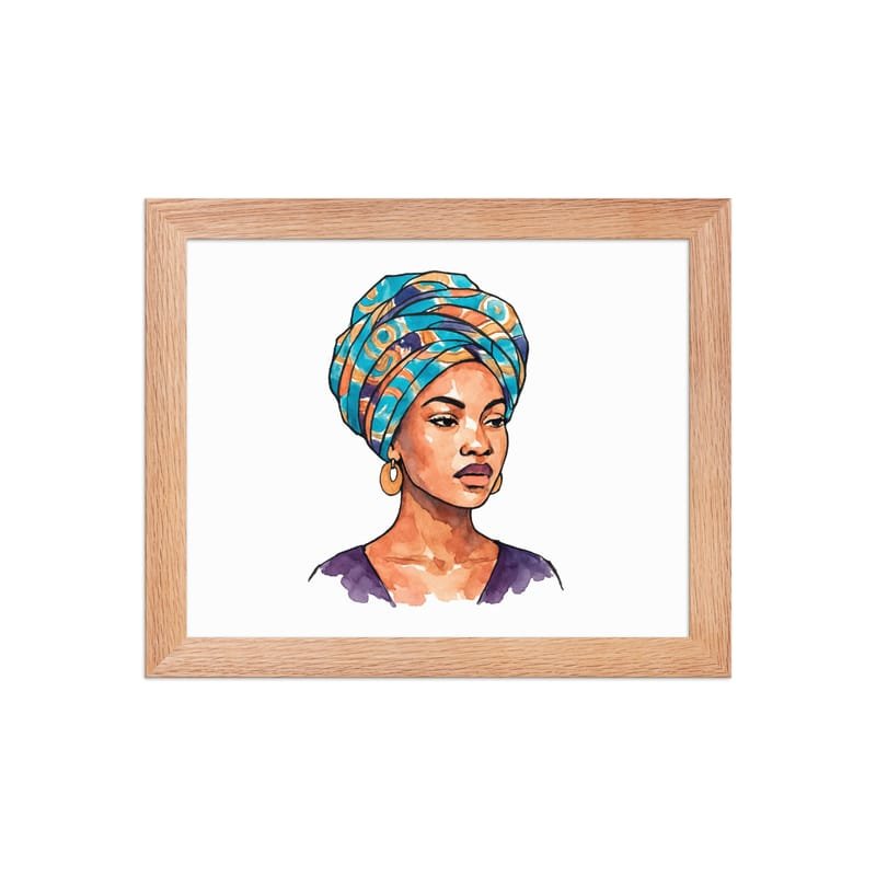Framed poster Regal Woman in Turquoise & Coral Wax Turban-Original - Image 2