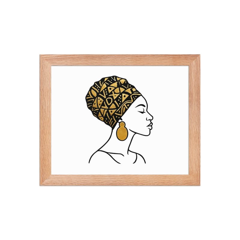 Framed poster Elegant Afro Profile with Gold-Patterned Headwrap-Original - Image 2