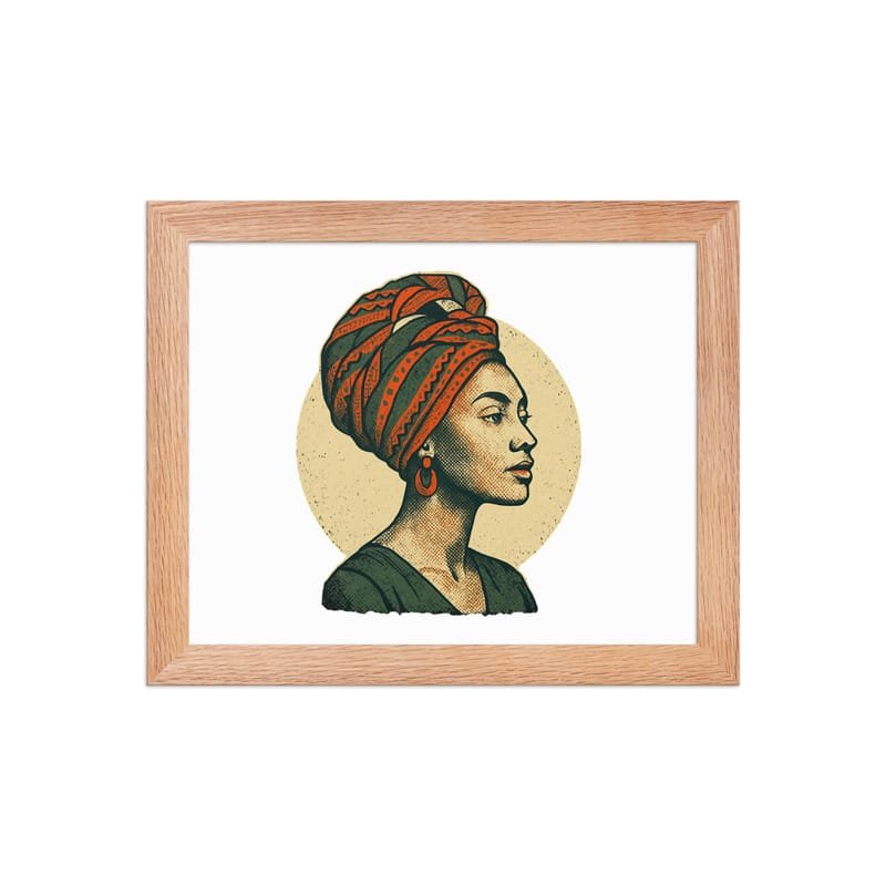 Framed poster Poised Lady in Vibrant African Wax Turban-Original - Image 2