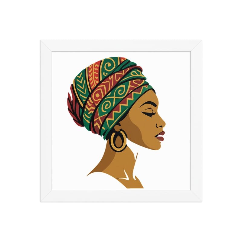 Framed poster Elegant African Woman in Vibrant Wax Headwrap-Original - Image 6