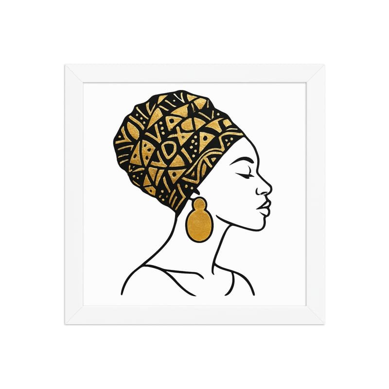 Framed poster Elegant Afro Profile with Gold-Patterned Headwrap-Original - Image 6