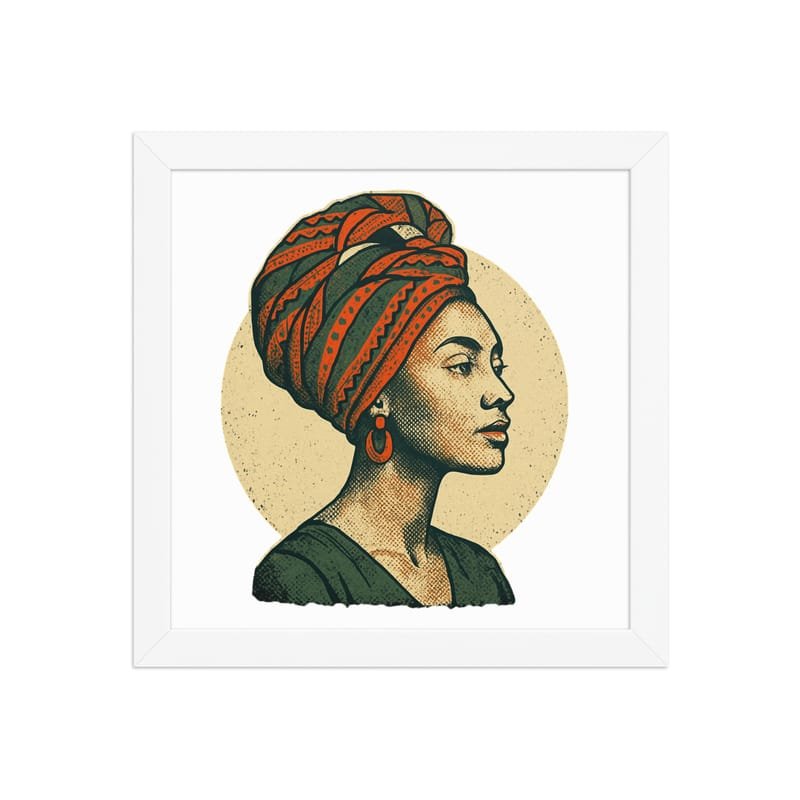 Framed poster Poised Lady in Vibrant African Wax Turban-Original - Image 6