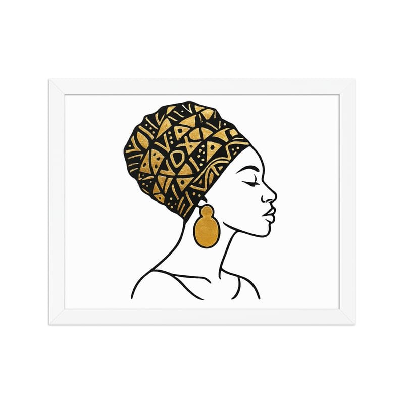 Framed poster Elegant Afro Profile with Gold-Patterned Headwrap-Original - Image 9