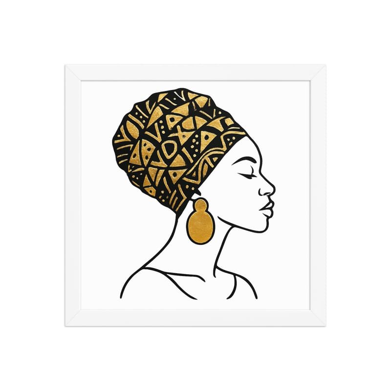 Framed poster Elegant Afro Profile with Gold-Patterned Headwrap-Original - Image 12