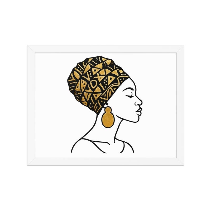 Framed poster Elegant Afro Profile with Gold-Patterned Headwrap-Original - Image 15