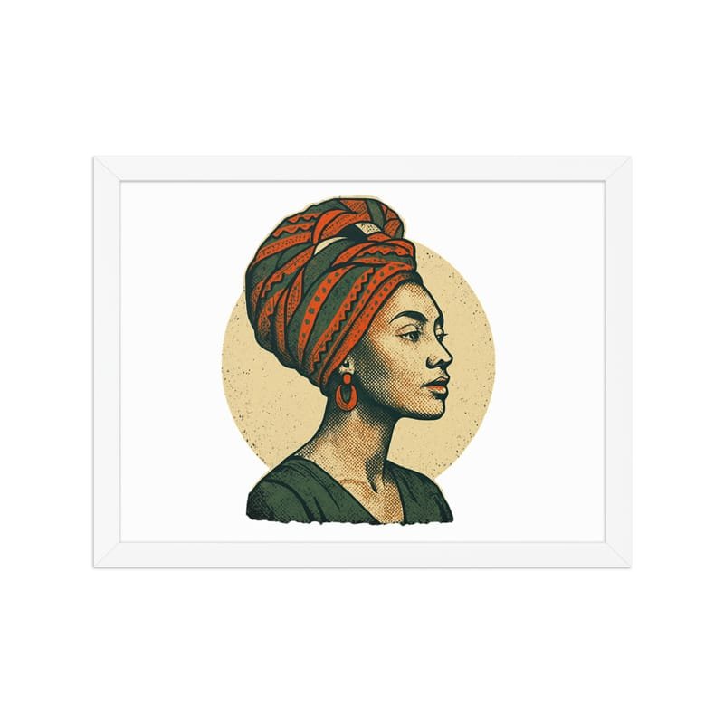 Framed poster Poised Lady in Vibrant African Wax Turban-Original - Image 15