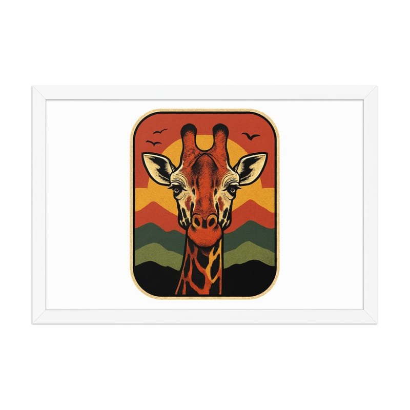 Framed poster Retro Sunset Giraffe Postcard Portrait-Original - Image 18