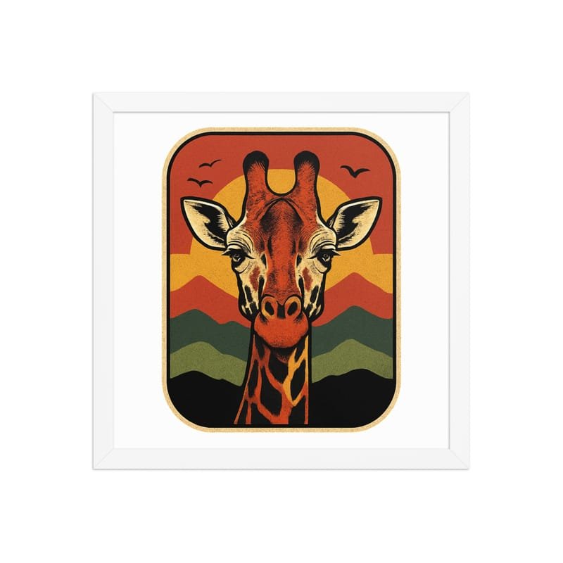 Framed poster Retro Sunset Giraffe Postcard Portrait-Original - Image 21