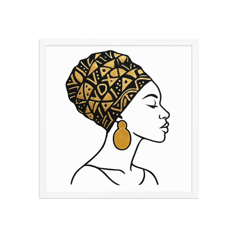 Framed poster Elegant Afro Profile with Gold-Patterned Headwrap-Original - Image 30