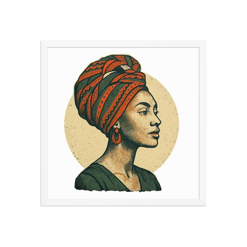 Framed poster Poised Lady in Vibrant African Wax Turban-Original - Image 30