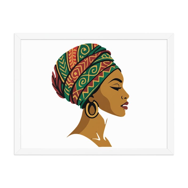 Framed poster Elegant African Woman in Vibrant Wax Headwrap-Original - Image 33