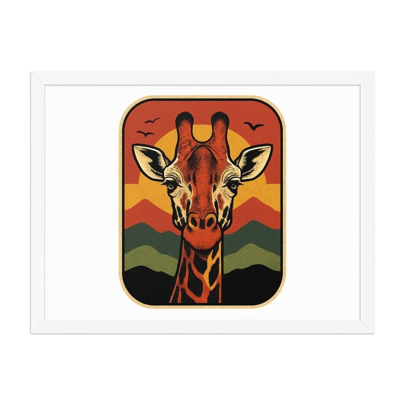 Framed poster Retro Sunset Giraffe Postcard Portrait-Original - Image 33