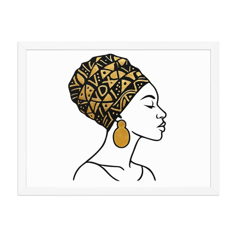 Framed poster Elegant Afro Profile with Gold-Patterned Headwrap-Original - Image 33