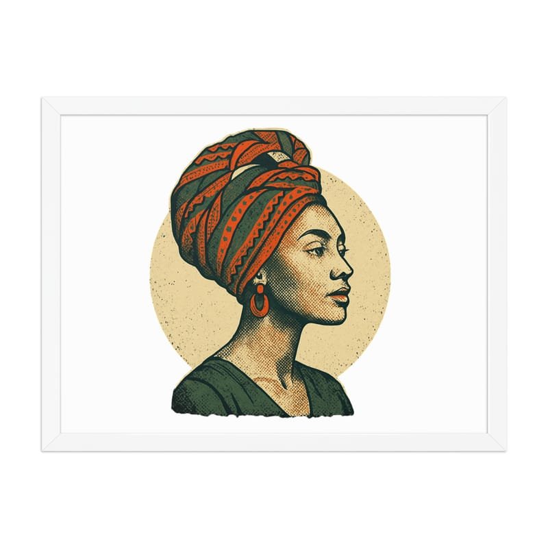 Framed poster Poised Lady in Vibrant African Wax Turban-Original - Image 33