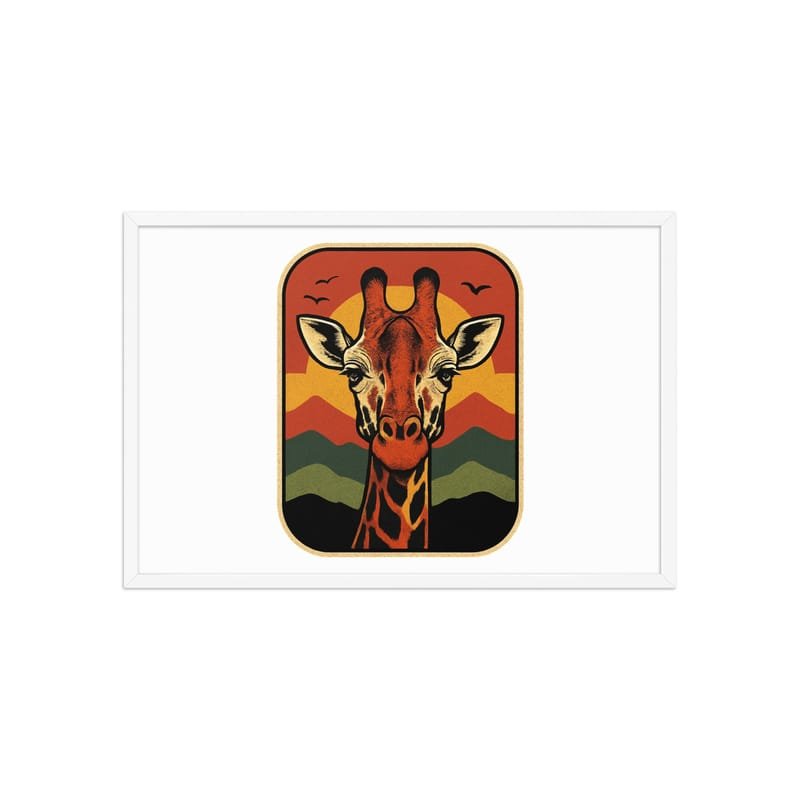 Framed poster Retro Sunset Giraffe Postcard Portrait-Original - Image 36