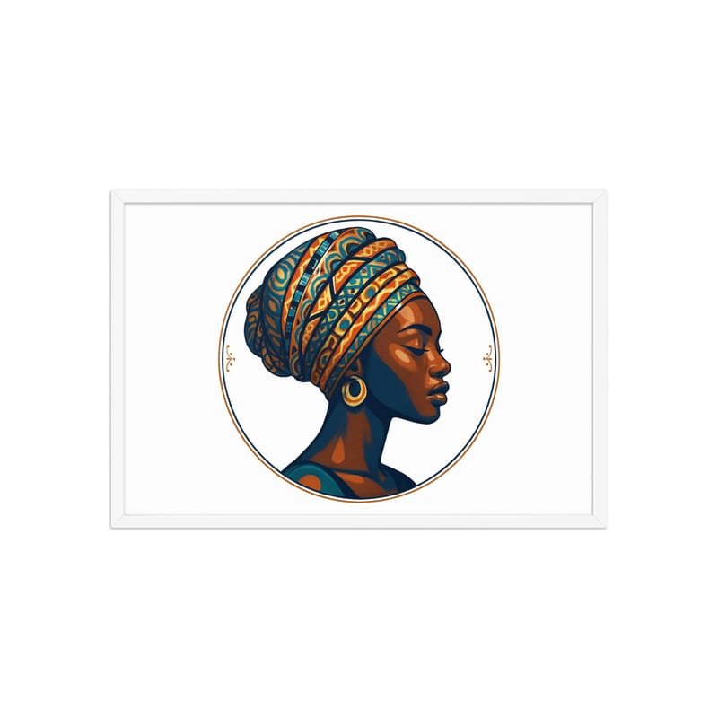 Framed poster Regal African Woman in Patterned Wax Turban-Original - Image 36