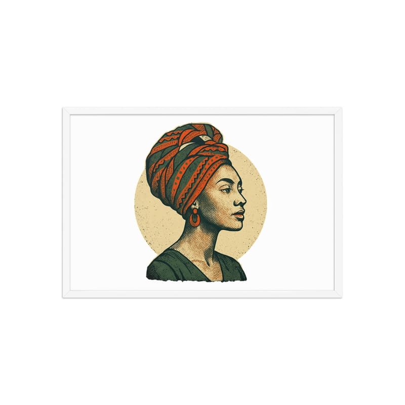 Framed poster Poised Lady in Vibrant African Wax Turban-Original - Image 36