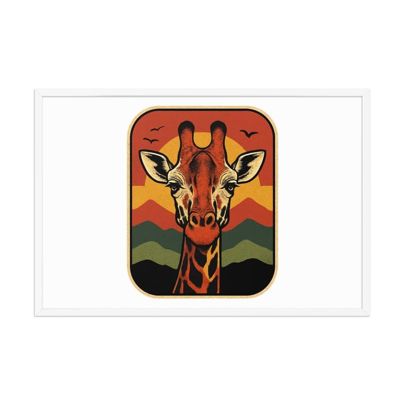 Framed poster Retro Sunset Giraffe Postcard Portrait-Original - Image 39