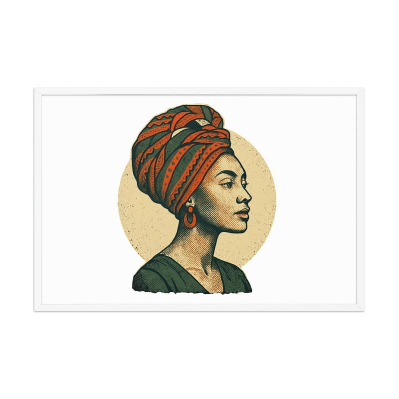 Framed poster Poised Lady in Vibrant African Wax Turban-Original - Image 39