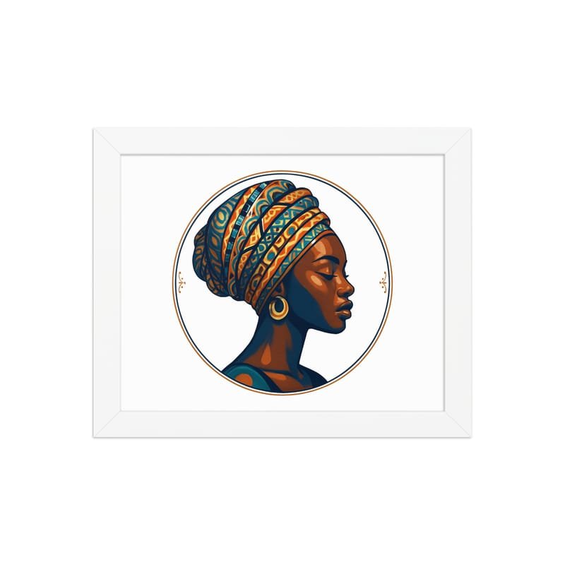 Framed poster Regal African Woman in Patterned Wax Turban-Original - Image 3